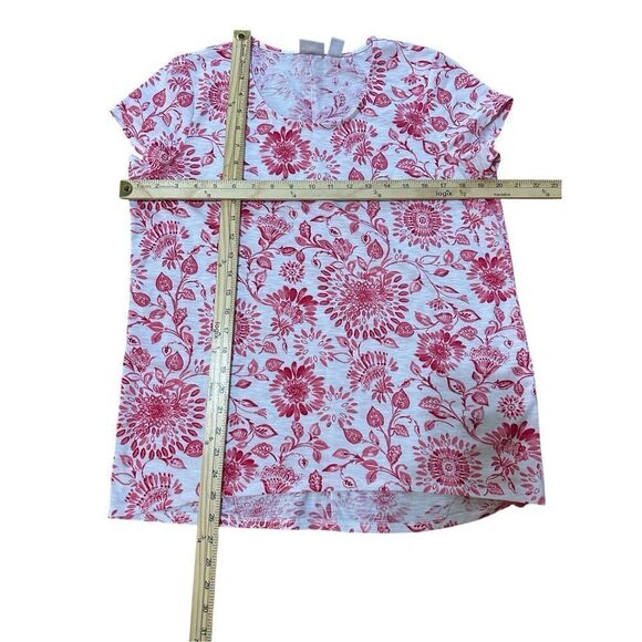 BEAUTIFUL Chico’s pink & white parsley design TOP Chico's short sleeve Shirt blo - Picture 9 of 9
